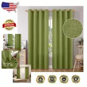 Chic Olive Green 55x84 Inch Light Filtering Grommet Curtains for Stylish Privacy