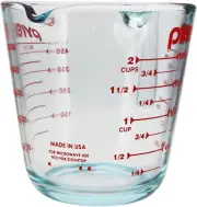 Pyrex 2-Cup Glass Measuring Cup with Red Graphics - BPA-Free, Dishwasher Safe