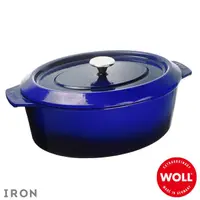 在飛比找momo購物網優惠-【Woll】德國歐爾-IRON 34x26cm橢圓鑄鐵鍋(藍