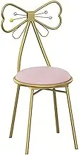 Modern Makeup Vanity Chair Stool with Metal Butterfly Dressing Chair for Indoor Decor Stylish Bow Shaped Backrest Princess Chair for Coffee Shop or Bedroom 80x35x35cm