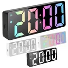 1pc LED Mirror Alarm Clock with Date and Temperature for Modern Home Decor