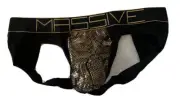 Authentic Andrew Christian 91094 MASSIVE Gold Glitter Python Frame Jock Small S