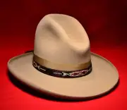 "BLACK BEAR" LARGE Faux Seed Beaded Native Amer Style Hatband 7 5/8" to 8"