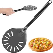 Pizza Turning Peel With Long Handle - Aluminum Spinner Perforated Turner Non-Stick Paddle 15.7×5.9×8.46 Inch Scratch Resistant for Home Oven