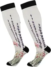 [Caihoyu] Compression Socks Women Knee High Compression Socks Support for Sport Running Hiking Fitness Casual at Home