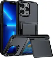 for iPhone 13 Pro Max Case with Credit Card Holder (3 Cards) &Kickstand, Military Grade Drop Protection, Rugged Hard Back for iPhone 13 Pro Max Wallet Phone Case, 6.7" 2021