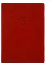 Red Embossed Heart Writing Journal Notebook, 256 Lined Pages, Flexible Faux Leat