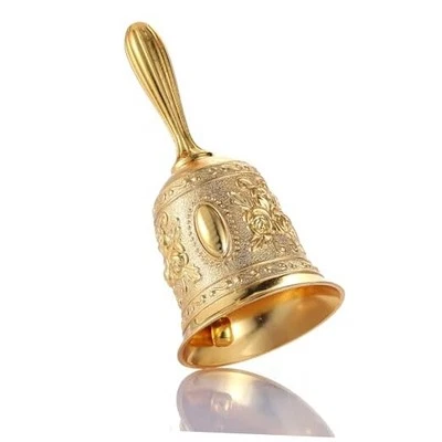 Super Loud Solid Brass Gold Hand Call Bell for Wedding, Seniors, Teacher,