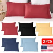 2x Pillowcases King Queen Pillowcase Set Microfiber Fabric Bedding Pillow Cover