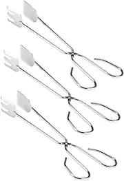 3Pcs Stainless Steel Barbecue Tongs Kitchen Food Clips for Serving Bread Meat More BBQ Grilling Clamp Easy to Clean Labor Saving Design