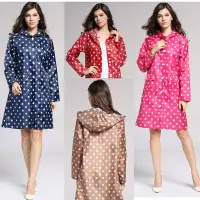 在飛比找蝦皮購物優惠-日韓時尚雨衣 女款波點圓點雨衣一件式 超薄透氣 長款連身雨衣