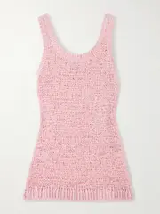 [LIBEROWE] LIBEROWE - Open-knit Organic Cotton-blend Tank Top - Pink - medium medium Pink