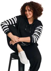 [Taking Shape] Taking Shape Natural Stripe Obsession Tunic Size 26 in Black / White, Viscose - Plus Size Women's Clothing Black / White