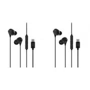 2x Laser Wired USB-C In-Ear Earphones w/ In-Line Controls 1.2m For iPhone 15 BLK