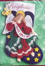 DIY Bucilla Celestial Angel Peace Love Joy Christmas Felt Stocking Kit