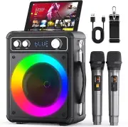 Karaoke Machine, Portable Bluetooth Karaoke Speaker with 2 Wireless Microphones