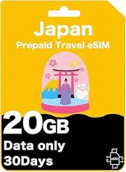 Japan Prepaid Travel eSIM - IIJmio - 20GB High Speed Data/Unlimited Data at 256kbps, IIJmio Local Carrier (30 Days)