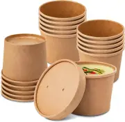 50 Pack Soup Containers with Lids, Disposable and Biodegradable Ice Cream Cups K