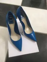 NIB 100% AUTH Christian Dior Cherie Blue Leather Pointy Pumps 10cm $650
