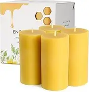 Beeswax Pillar Candles, Natural Bees Wax Candles 2x4 Inch, 4 Pack, Unscented Large Pillar Candle - Smokeless & Dripless, 35-40 Hours Long Burning Time for Home Decor, Dinner, Party
