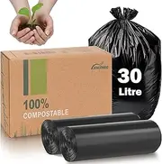 JENCENBIO Compostable Bin Liners 30 Liter Extra Thick 0.9 Mils, Biodegradable Food scrap waste bags with US BPI ASTM D6400 and Europe OK Compost Home Certified 30 Couts