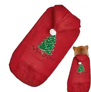wiroouia Dog Christmas Sweater - Pet Warm Clothes with Hat and Christmas Tree Pattern,Pet Sweater for Chihuahua, Bulldog, Dachshund, Pug, Yorkie