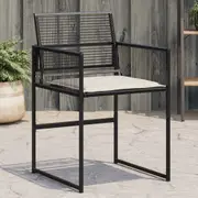 Garden Chairs with Cushions 4 pcs Black Poly Rattan vidaXL