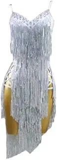 [JRUIA] Latin Dance Dresses for Women Hollow Cha Cha Competition Dancewear Sparkling Tango Costumes Side Split Dance Skirt