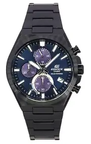 Casio Edifice Analog Chronograph Black Ion Plated Solar EQS-950DC-2A Mens Watch