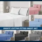 4PCS 2000TC Egyptian Cotton Bed Flat Fitted Sheet Set Single/Double/Queen/King