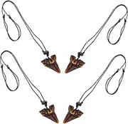 [WOONEKY] Shark Necklace Necklace Friendship Wooden Pendant Shark Octopus Jewelry Dark Brown
