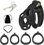 male chastity cage Cock Cage Lightweight Chastity Cages Device with 4 Double face Rings Male BDSM Bondage Adults Sex Toys for Couples (M)