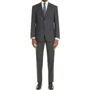 Canali Sienna Plaid Stretch Wool Suit, Size 38/56 7R