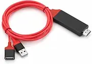HDMI Cable for Phone to TV, USB/HDMI Cable Compatible with iOS Android Phones to TV, Smartphone to HDMI Projection Cable, Sync Screen Connector Cable (Red)
