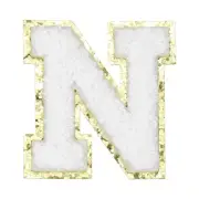 Chenille Letter Patches, Letter N Iron on Patches(White, 5.5 Cm/1.4")