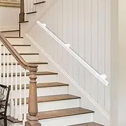 Wall Mount Stair Handrail Grab Rail, Indoor Outdoor Staircase Banister Handrail, White Metal Iron Pipe Stair Railing Safety Support Rod for Home Corridor Lofts Decking(10ft/300cm)