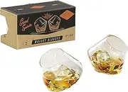 Gentlemen's Hardware Rocking Whisky Glasses x2 Whisky Glasses, Clear, GEN144