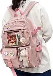 [Acunny] Backpack with Multiple Pockets for Teenage Girls, Aesthetic Backpack with Large Capacity and Pin for Cosplay, School