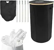 Indoor Recycling Bin, Oxford Cloth Container, 26 Gallon Foldable Design, Black, Removable Inner Bag for Bottles, Cans and Eco Friendly Waste Sorting, Long Lasting