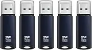 Silicon Power 128GB USB 3.0 Flash Drive, Aluminum Casing Built-in Strap Hole, USB 3.2 Gen 1 Pen Drive Memory Stick, Navy Blue, Marvel M02 Series (5-Pack)