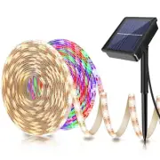 5M Solar Power RGB/Warm White LED Strip Lights IP65 Waterproof 8 Modes Changing