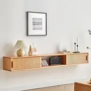 150/180cm Tv Cabinet Wall Tv Unit Tv Cabinet Tv Bench Wall Mounted Tv Unit Hanging TV Stand, Yellow With Drawers, Entertainment Media Console Center, Living Room And Office Storage Cabinet shelf(150*2