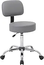 (With Back Cushion, Gray) - Boss Office Products Be Well Medical Spa Professional Adjustable Drafting Stool with Back, Grey