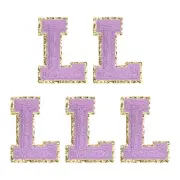 Chenille Letter Patches 2.2" Letter l Embroidered Patch (Purple, Pack of 5)