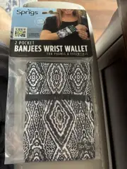 Sprigs Banjees 2 Pocket Wrist Wallet for Travel Running Hiking Black Diamond