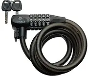 Diprolux Bicycle Lock Duo, Black, 2 Locking Options, High Security with 5 Digit Combination Code, Lock with Key, Length 120 cm, Steel Cable for Bicycle, Motorcycle, Scooter