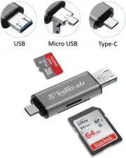 3in1 Type C USB Card Reader OTG Adapter fr SD DHS-II Micro SD SDXC SDHC Card