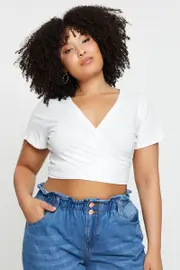 White Wrap Top Short Sleeve