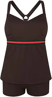 [JINXUEER] Plus Size Racerback Swimsuit Athletic Tankini Set Swimwear Two Piece with Boyshorts Bathing Suit for Women