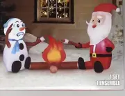 New Christmas Santa & Snowman Campfire Roasting Marshmallows Inflatable Holiday